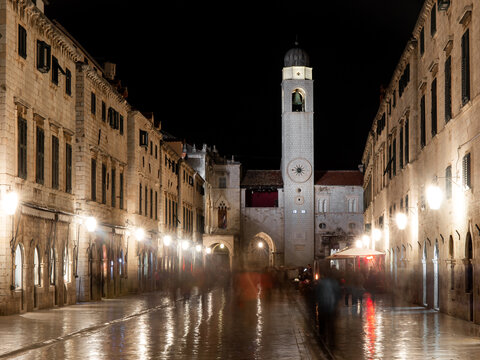 old town of dubrovnik, croatia, balkans at night