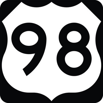 US Route 98 Sign Road Shield Illustration Design Icon.