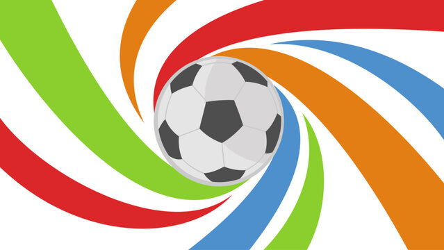 Dynamic Soccer Ball with Colorful Swirl Motion Background. Soccer Football Vector Background, representing energy and athletic movement.