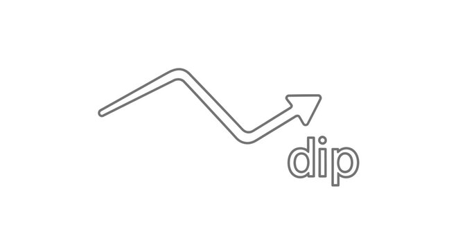 Stock market dip arrow graph with text