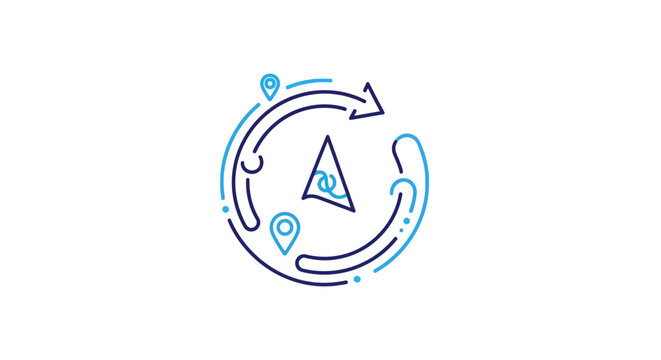 Circular roadmap planning icon with navigation pointers.