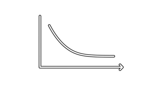 Outline icon of a declining line graph showing a downward trend on a white background.