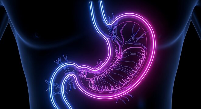 Human stomach and intestines anatomy.