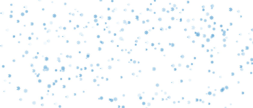 Blue snowflakes falling on transparent background vector illustration