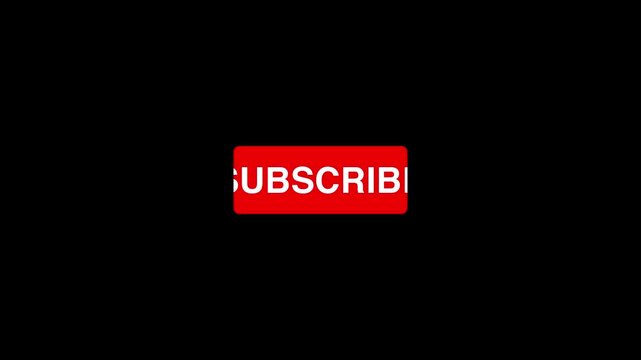 Mouse Clicking a Subscribe Button and Bell Notification animation on transparent background. Red subscribe button with bell icon clicking by hand cursor 