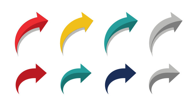 Colorful Curved Arrows Set for Growth and Redirection