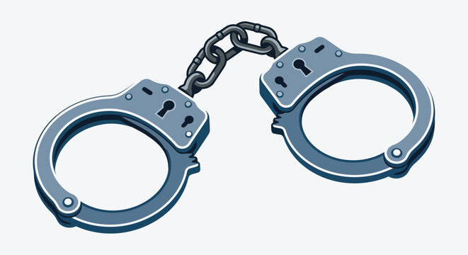 Handcuffs with chain isolated vector illustration
