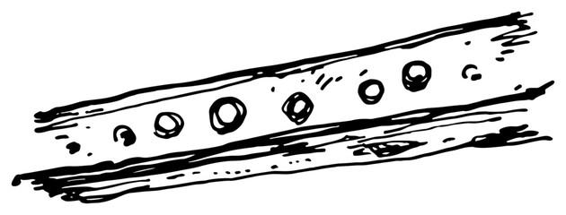 Steel structural beam with circular holes in black ink sketch style © AdrianGebert
