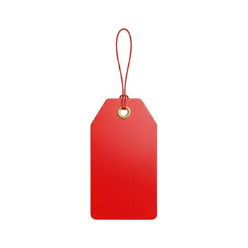 Red price tag attached to white string