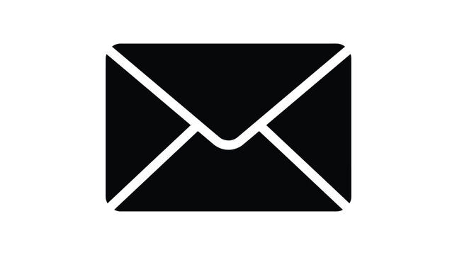 Email icon black and white envelope symbol on white background