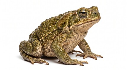 Fototapeta premium Closeup of a common toad, bufo bufo, isolated on white background