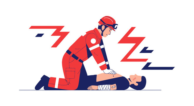 First Aid CPR Training and Emergency Resuscitation Technique Illustration