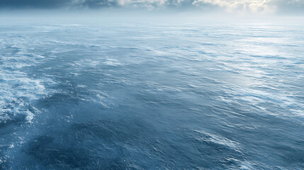 Fototapeta premium Calm Ocean Surface with Blue Sky and Clouds - Tranquil Seascape Photography of the Pacific Ocean's Natural Beauty