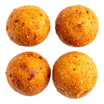 four round fried cheese bread balls.