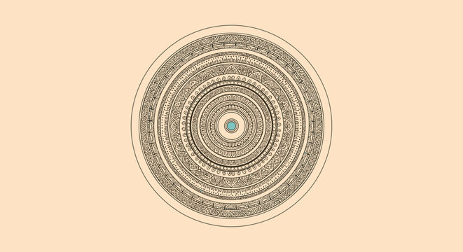 Intricate circular mandala design with highly detailed concentric patterns for meditation spiritual and decorative background.
