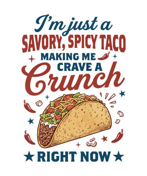 Savory spicy taco illustration making me crave a crunchy bite right now with chili peppers