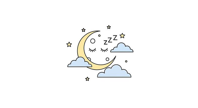 Sleepy Moon and Clouds at Night.