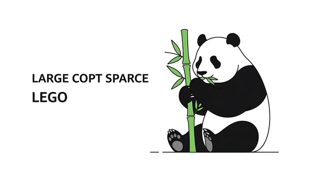 Lego panda bear holding bamboo stick.