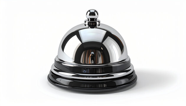 Shiny chrome bell on white background