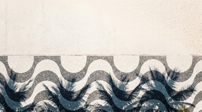 Coastal Wavy Pavement with Palm Tree Shadows