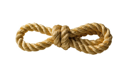 Obraz premium Isolated tightly woven textured rope forming a detailed symmetrical figure eight knot