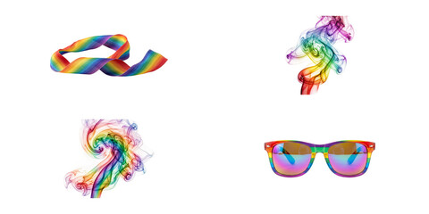 Fototapeta premium Thermal imaging rainbow glasses and isolated on white background, png transparent set, bundle collection, products festive celebration, event festival 2026, 2027 2028 download