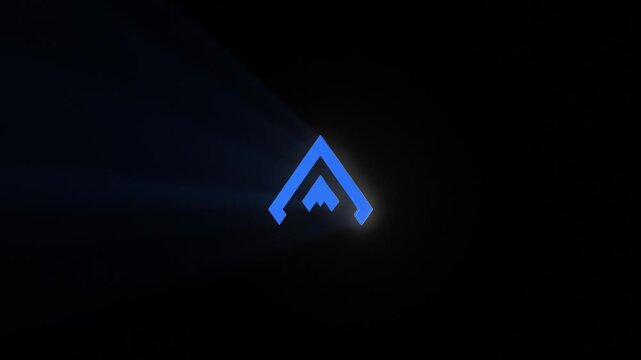 4k ultra HD cinematic energetic blue glowing neon light logo revealer. 3d render, logo stings, modern logo animation