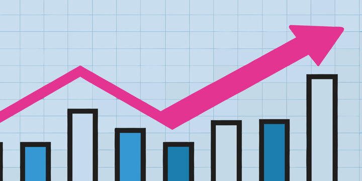growth chart with upward trend bar graph illustration