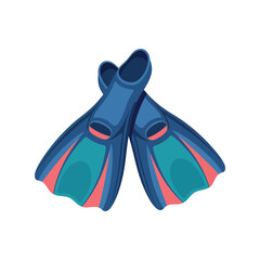 Blue swimming fins isolated on white background, tropical dive flipper equipment vector illustration © azad