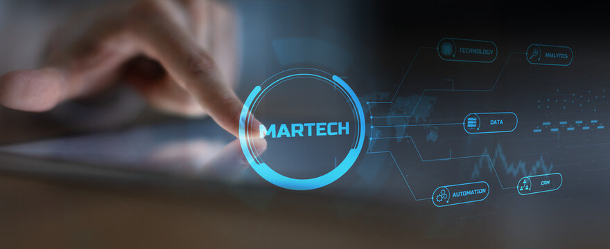 MarTech Technology and Data Driven Marketing with Analytics Automation and CRM Integration.