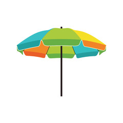 Colorful beach umbrella isolated on white, summer sunshade vector illustration with striped canopy and pole © azad