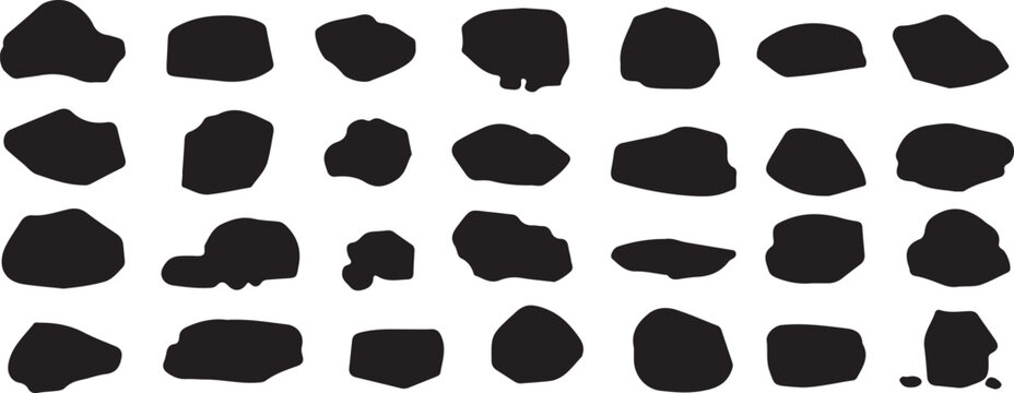 Collection of black stone shapes on white background
