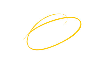 Naklejka premium Drawn yellow marker oval circle on isolated surface