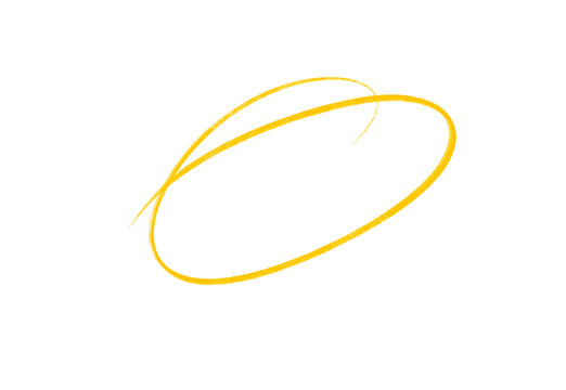 Drawn yellow marker oval circle on isolated surface