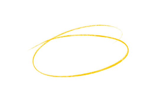 Yellow hand drawn oval highlighter circle stroke