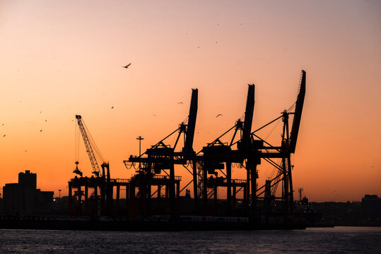 silhouettes of The Haydarpasha Port at Harem Istanbul