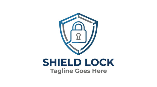 Shield lock  for security protection cybersecurity access control digital safety trusted technology Logo Design