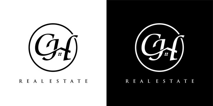 letter ch with house home logo design vector illustration template