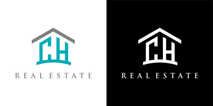 letter ch with house home logo design vector illustration template