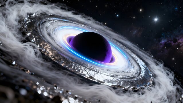 Cosmic black hole with glowing accretion disk