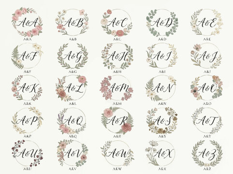 Alethical floral frames surround alevidhanu styled Initials_logos eps file 2024