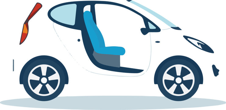 Compact Electric City Car with Open Door and Visible Interior Seat