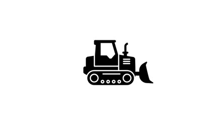 Naklejka premium A black silhouette of a bulldozer is moving on a construction site outdoors.