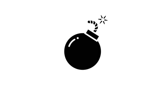 An explosive bomb detonates with smoke and sparks in a graphic illustration.