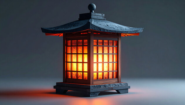 Lit lantern at night