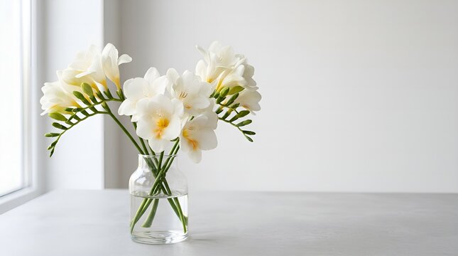 Pure White Floral Bloom with Golden Center Minimal Studio Scene