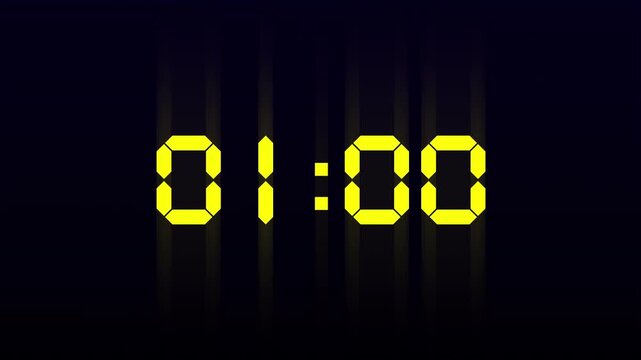 Digital Glitch Timer Countdown 4K Video with Retro Futuristic Style and Distorted Effects on Black Background