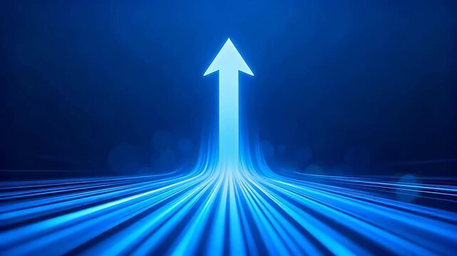 Blue glowing arrow pointing upward