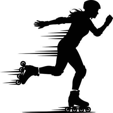 Silhouette of a fast roller skater in motion.