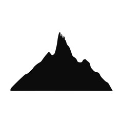 Mountain silhouette stands as a bold black shape against a clean white background. © Maulidaa